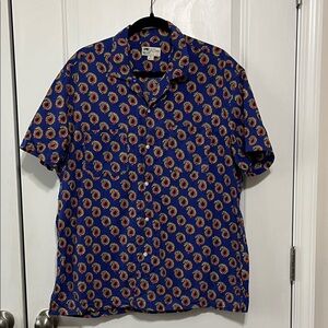 J. Crew Paisley Camp Resort Short Sleeve Cotton Shirt Sz Large